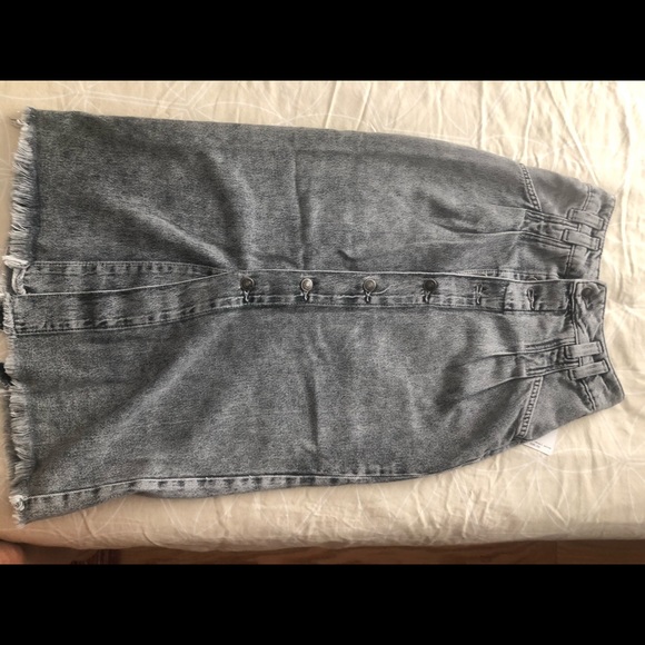 Free people midi black gray denim skirt - Picture 4 of 6